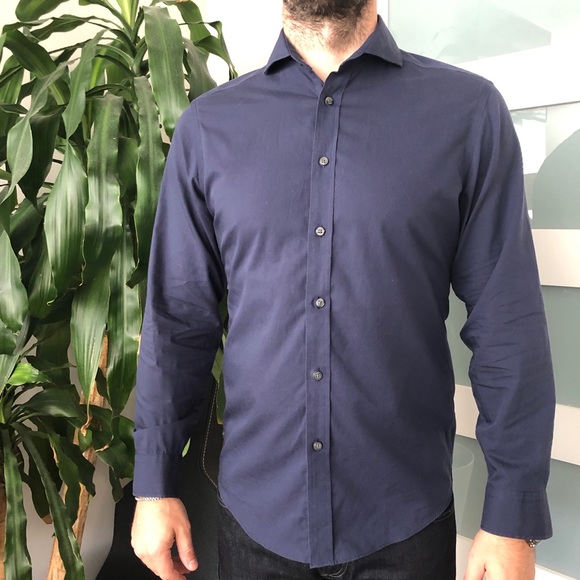 BLACK BROWN 1826 navy dress shirt - Picture 6 of 8